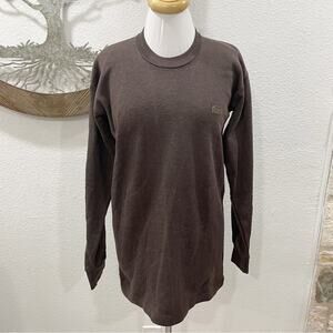Lux Cott's Wool Crew Neck Long Sleeve Thermal Shirt Baselayer Brown 95 CM L XL